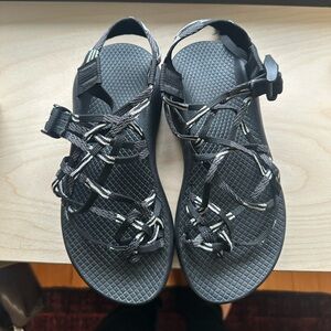 Chaco Black and Gray Strappy Sandals